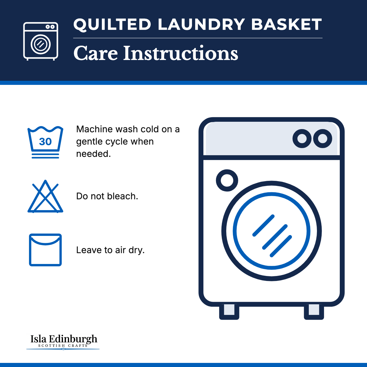 Quilted Laundry Basket – Care Instructions | Isla Edinburgh