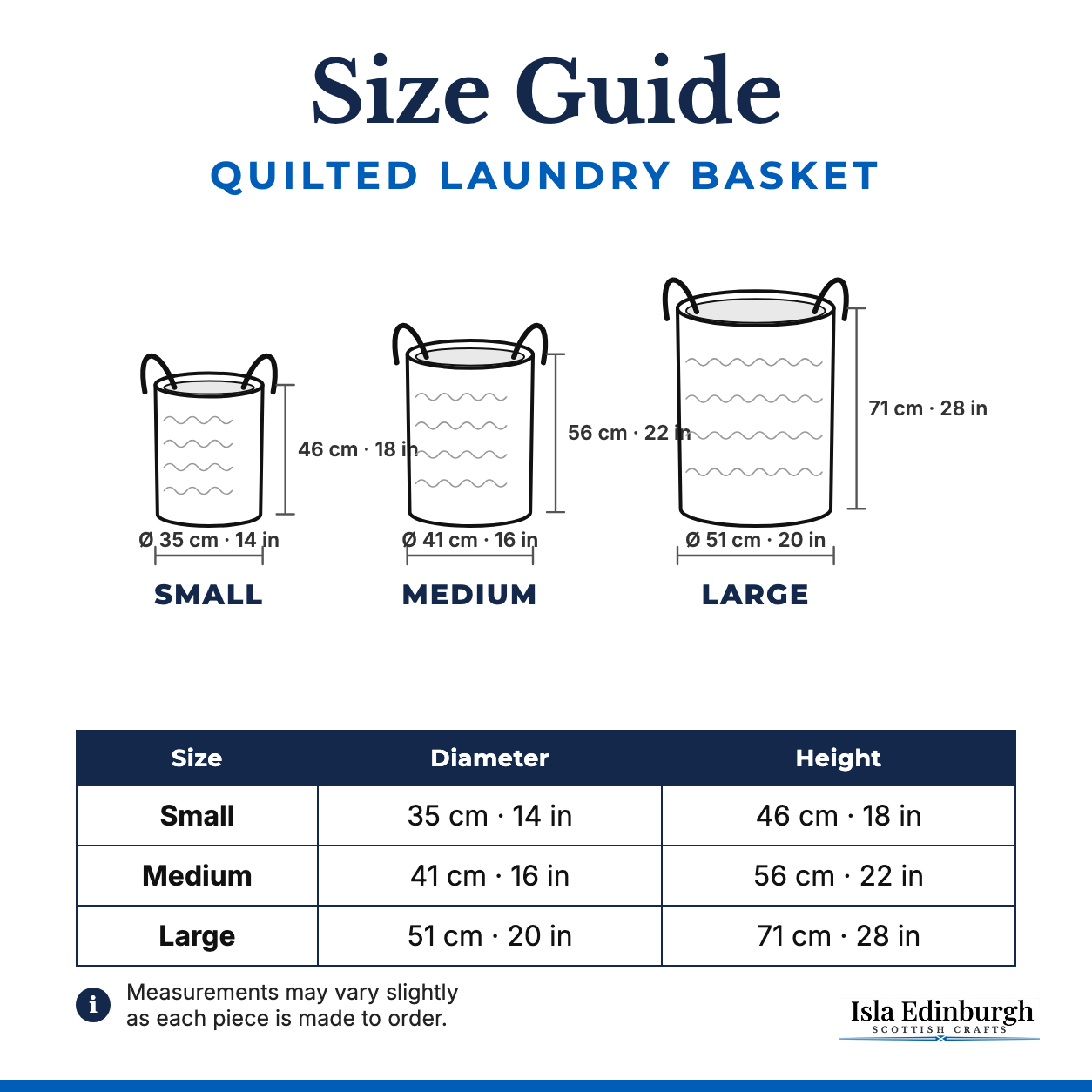 Quilted Laundry Basket – Size Guide | Isla Edinburgh