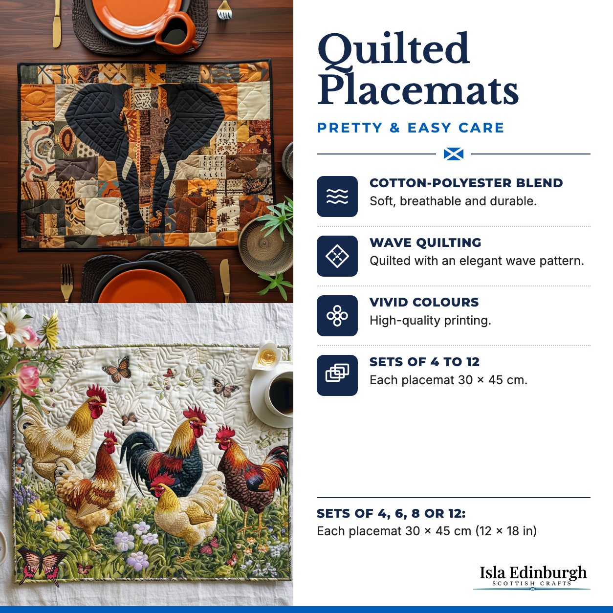 Quilted Placemats – Features | Isla Edinburgh