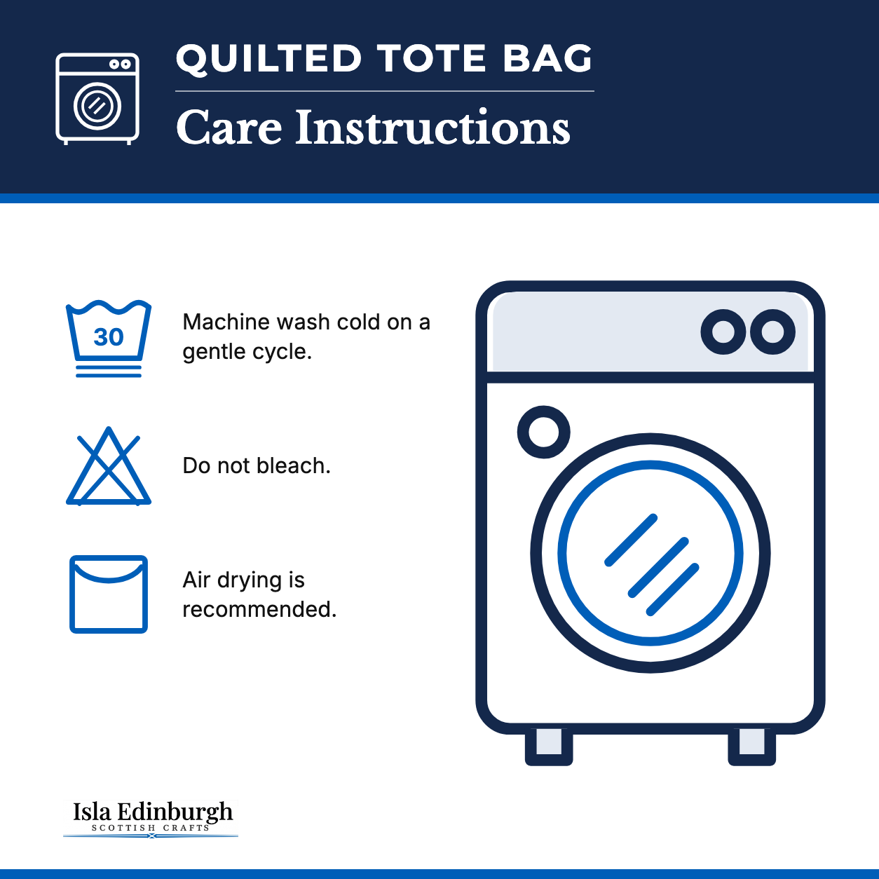 Quilted Tote Bag – Care Instructions | Isla Edinburgh