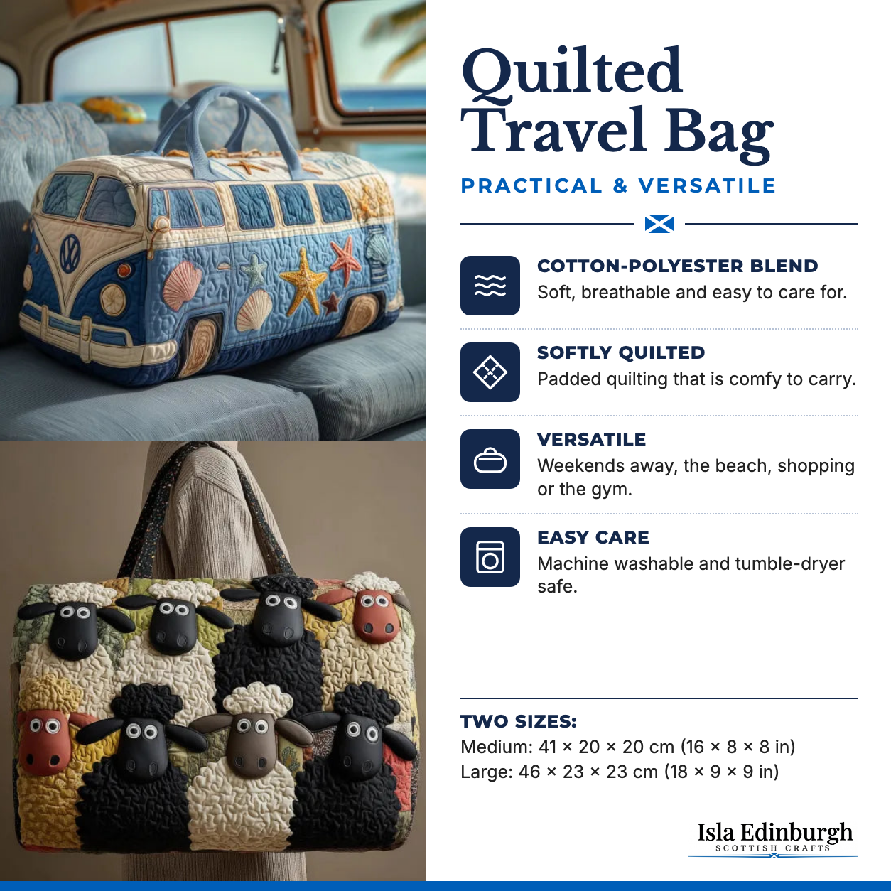 Quilted Travel Bag – Features | Isla Edinburgh