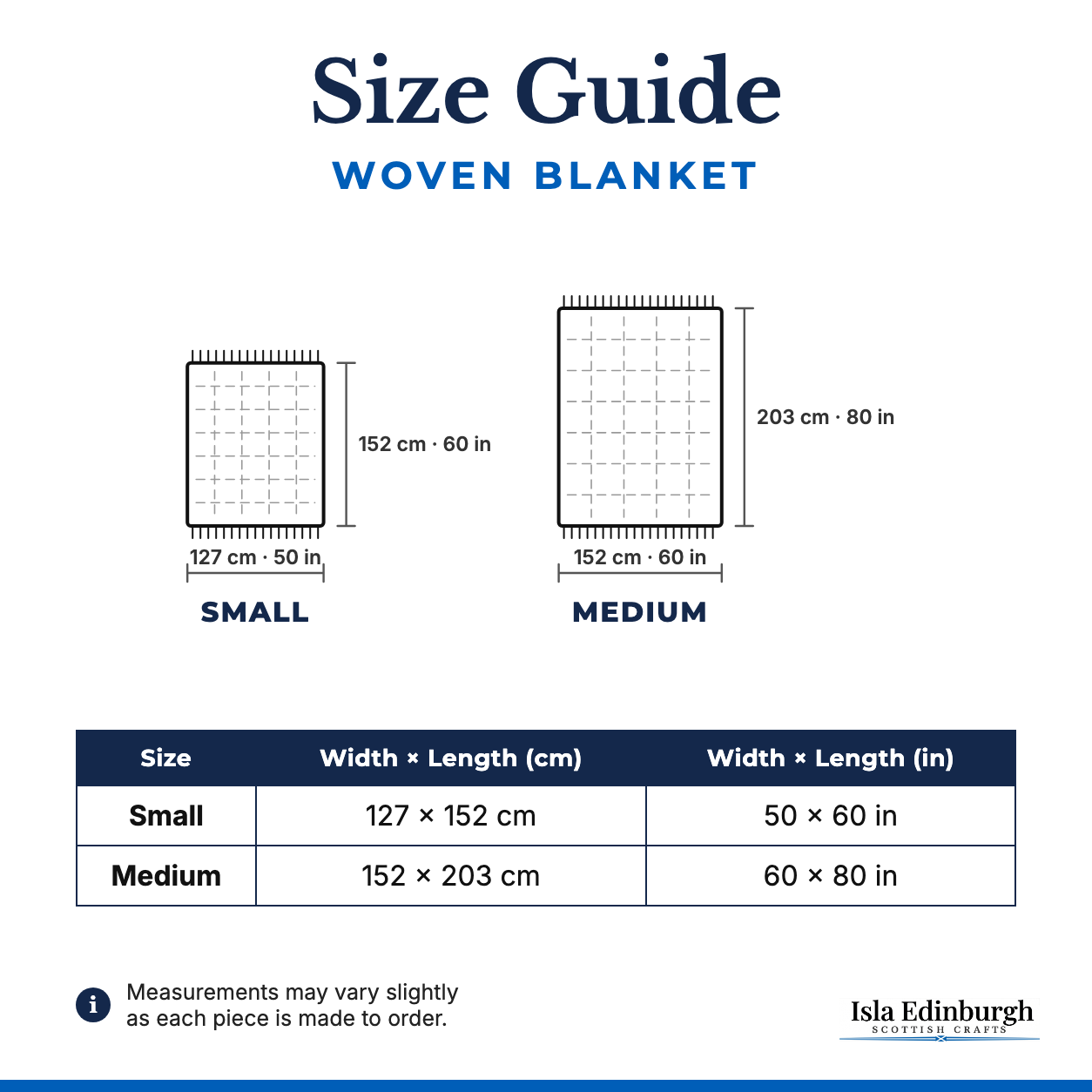 Woven Blanket – Size Guide | Isla Edinburgh