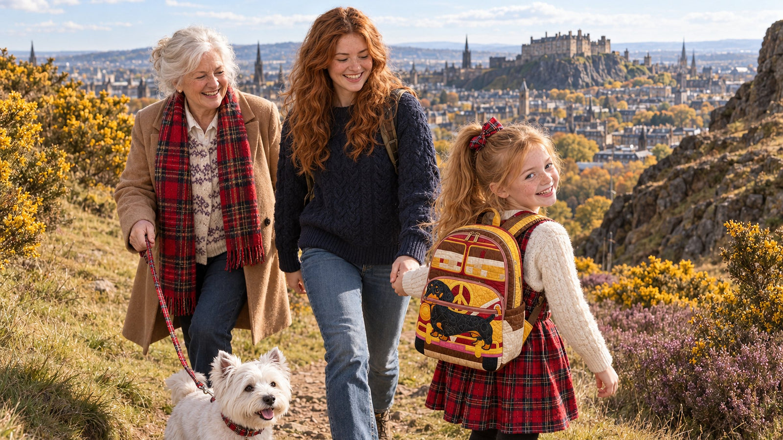 Boho Backpacks – Granny Isla with her granddaughters Freya and Millie