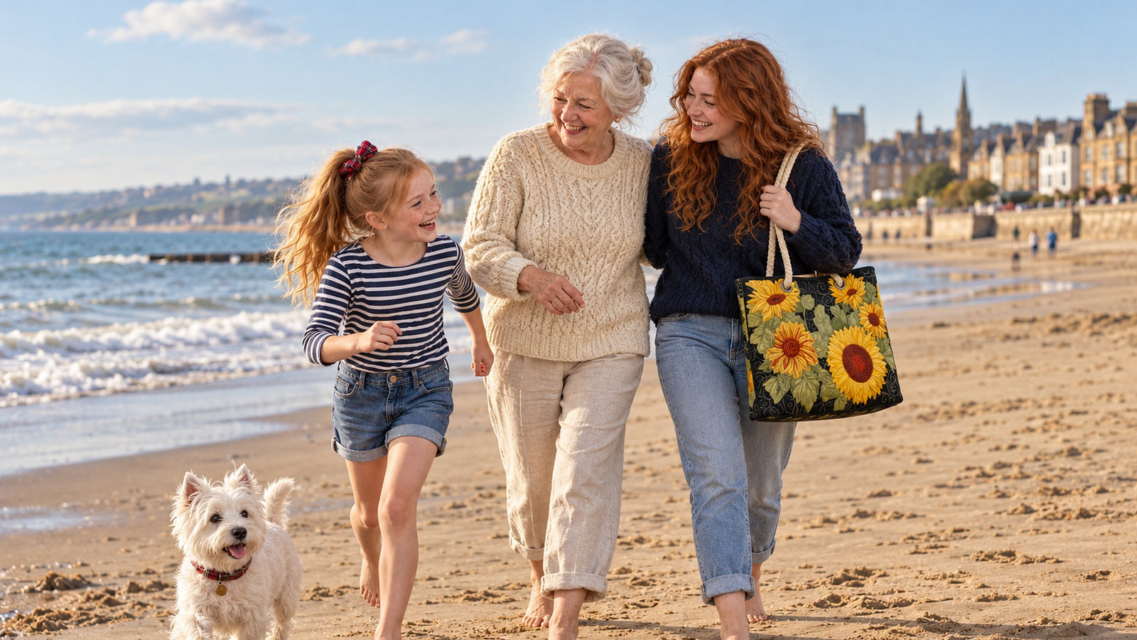 Beach Bags – Granny Isla with her granddaughters Freya and Millie